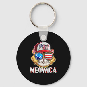 Meowica American Flag Cat 4Th Of July Trucker Keychain