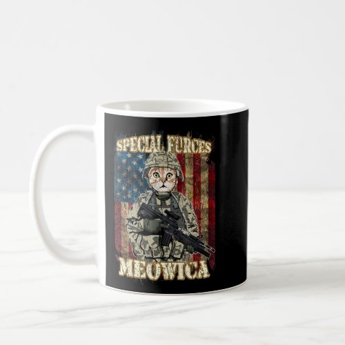 Meowica American Flag Cat Special Furces 4th Of Ju Coffee Mug