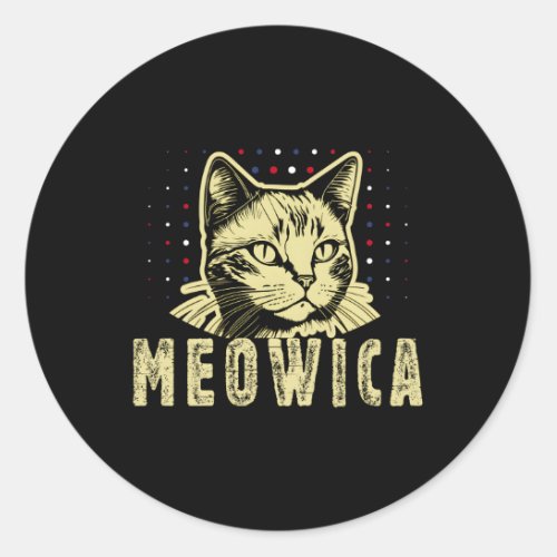 Meowica Cat 4Th July Sunglasses Merica Cat America Classic Round Sticker