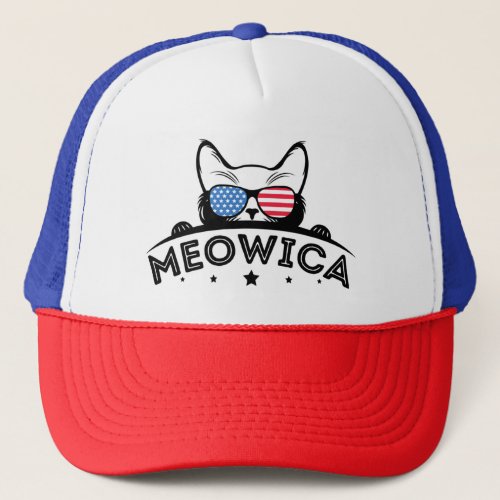 Meowica Cat 4th of July  Trucker Hat