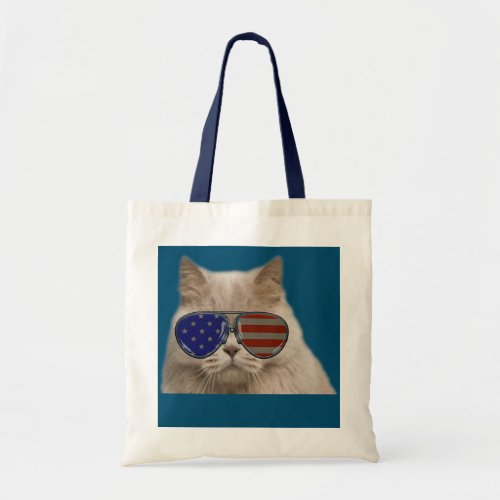 Meowica Cat American Flag 4th Of July Merica Usa Tote Bag