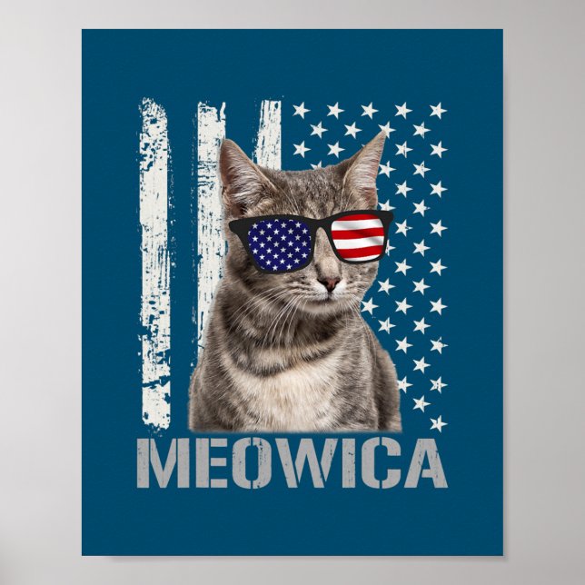 Meowica Cat Fourth 4th of July Patriotic USA Poster (Front)