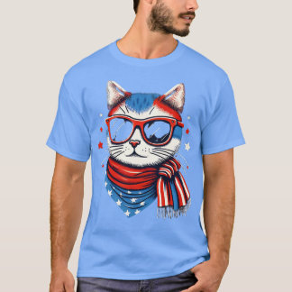 meowica cat Sunglasses american flag 4th of july m T-Shirt