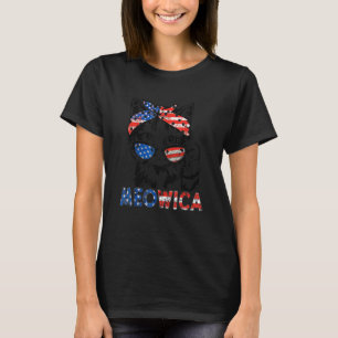 Meowica Cat Sunglasses American Flag 4th Of July M T-Shirt