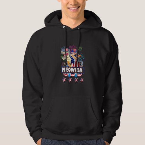 Meowica _ Cat _ T_Rex _ 4th Of July _ Independence Hoodie