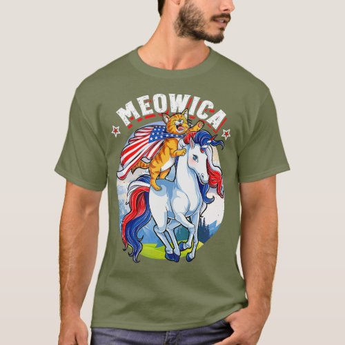 Meowica Cat Unicorn 4th of July T shirt Kids