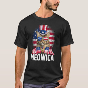 Meowica Cat Usa Flag Sunglasses & Uncle Sam Hat 4t T-Shirt