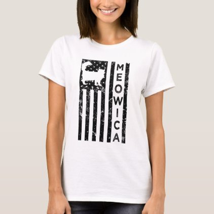 Meowica funny cat saying us flag women&#39;s shirt