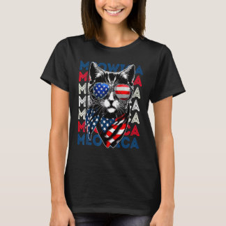 Meowica Kitty American Flag Patriotic 4th Of July  T-Shirt