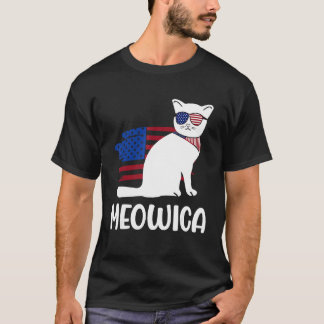 Meowica Kitty Cat American Flag 4th Of July Indepe T-Shirt
