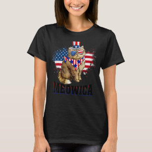 Meowica Merica Cat 4th Of July Usa American Flag P T-Shirt