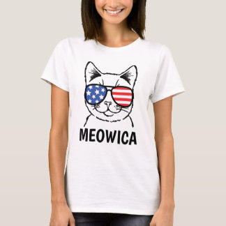 Meowica Shirt, Funny Cat, Patriotic, July 4th T-Shirt
