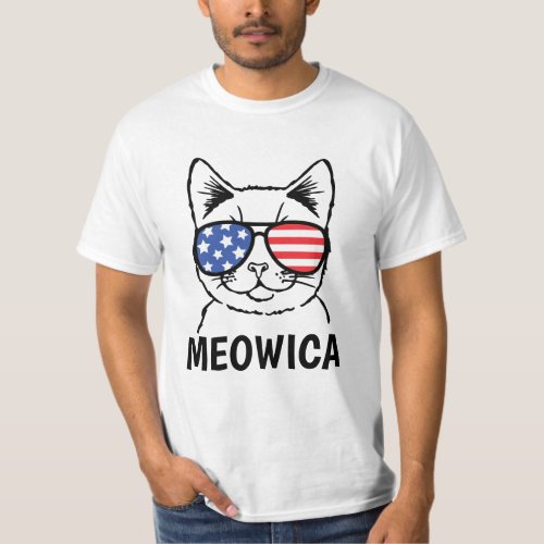 Meowica Shirt Funny Cat Patriotic July 4th T_Shirt