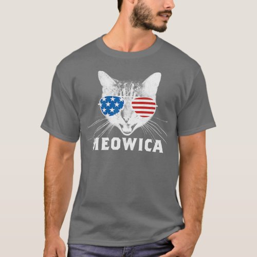 Meowica USA American Flag Cat T_Shirt