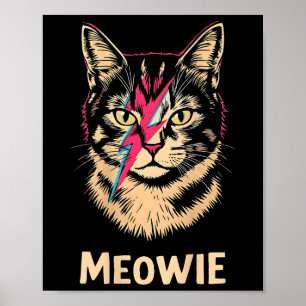 Meowie Cat Rock Music Concert Band Design On Back  Poster