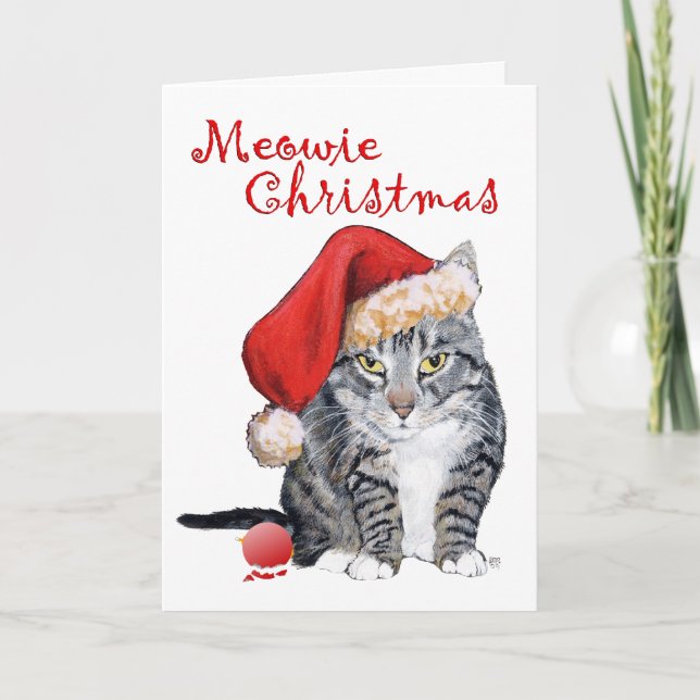 Meowie Christmas Tabby Cat Card (Front)