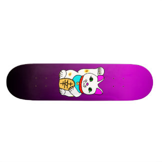 MEOWIES LUCKY CAT MANEKI NEKO FUSCHIA / BLACK SKATEBOARD DECK