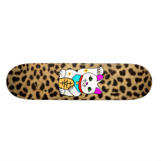 MEOWIES LUCKY CAT MANEKI NEKO LEOPARD SKATEBOARD DECK