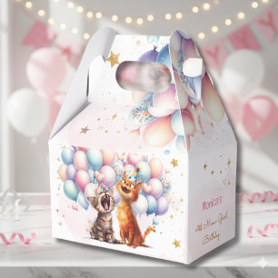 Meowing cats meow-gical kids birthday favor boxes