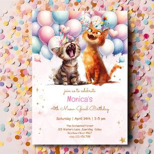 Meowing cats meow-gical kids birthday invitation