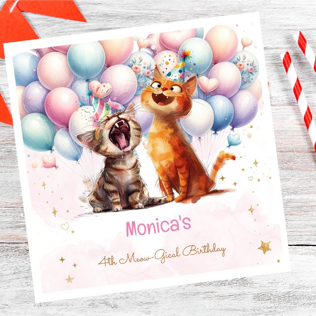 Meowing cats meow-gical kids birthday napkins (Creator Uploaded)