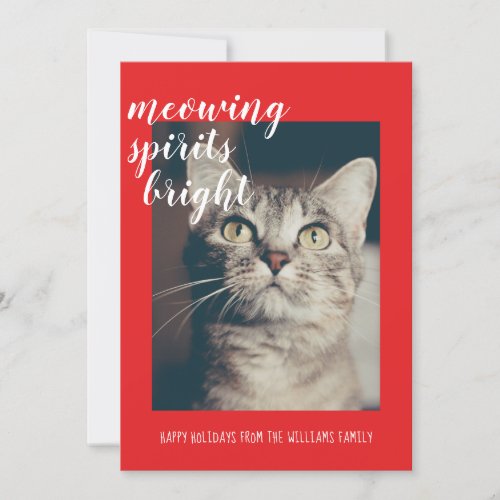 Meowing Spirits Bright Your Cat Photo Holiday