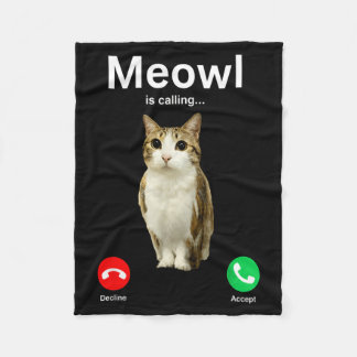 Meowl Calling Cat Owl Cursed Internet Funny Fleece Blanket