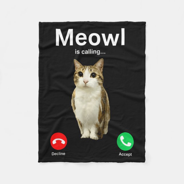 Meowl Calling Cat Owl Cursed Internet Funny Fleece Blanket (Front)