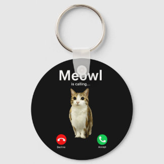 Meowl Calling Cat Owl Cursed Internet Funny Keychain