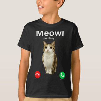 Meowl Calling Cat Owl Cursed Internet Funny T-Shirt