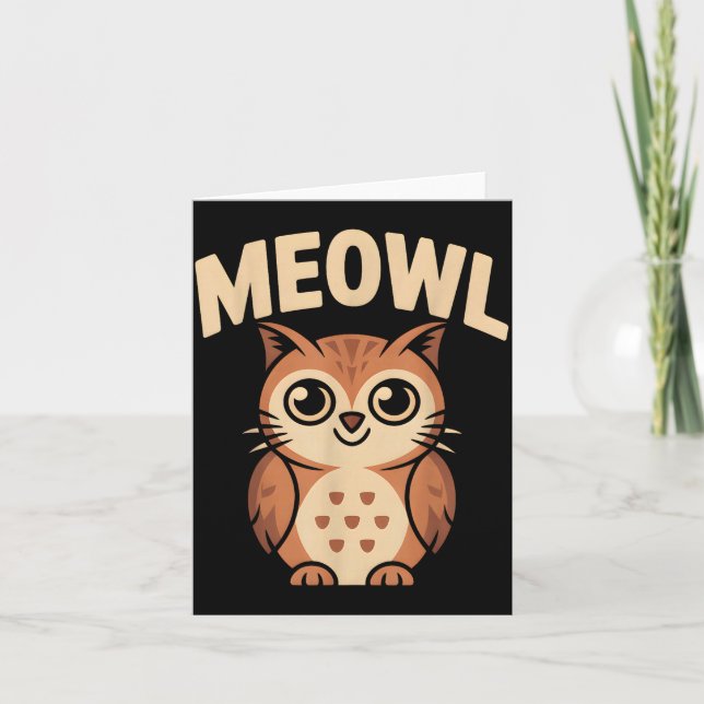 Meowl Cat Owl Hybrid Funny Meme Brain Rot Gen Alph Card (Front)
