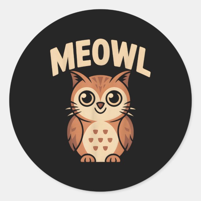 Meowl Cat Owl Hybrid Funny Meme Brain Rot Gen Alph Classic Round Sticker (Front)