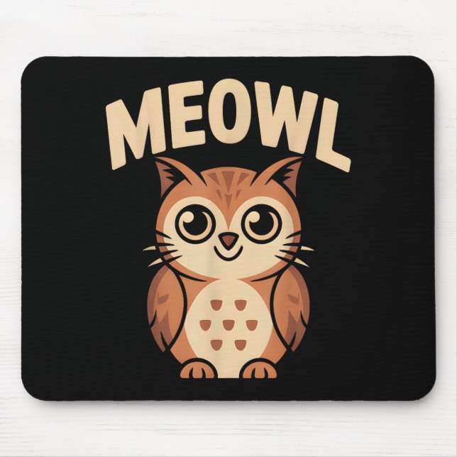 Meowl Cat Owl Hybrid Funny Meme Brain Rot Gen Alph Mouse Pad (Front)