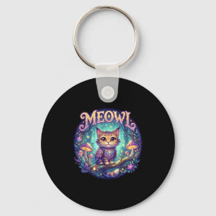 Meowl Cat Owl Meme Brainrot Kids Cursed Silly Gen  Keychain