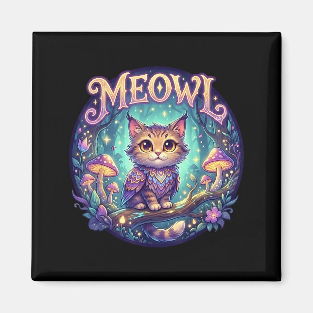 Meowl Cat Owl Meme Brainrot Kids Cursed Silly Gen  Magnet (Front)