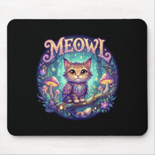 Meowl Cat Owl Meme Brainrot Kids Cursed Silly Gen  Mouse Pad
