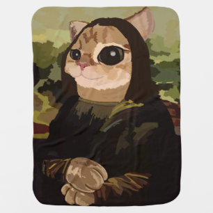 Meowlisa Funny Mona Lisa Cat Face Baby Blanket