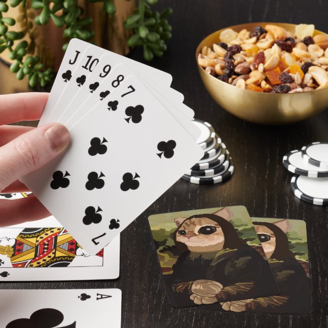 Meowlisa Funny Mona Lisa Cat Face Poker Cards (In Situ)