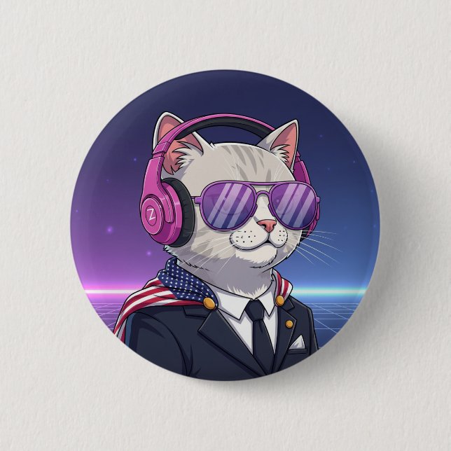 Meowllennial Patriot – Gen Z Cat Button (Front)