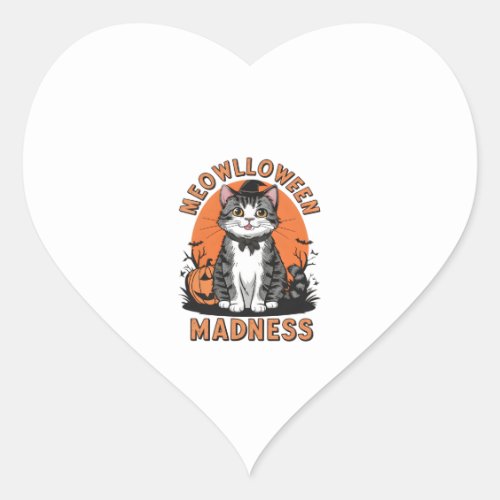 Meowlloween Madness Heart Sticker