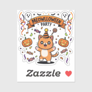Meowlloween Party – Dancing Cat Halloween Sticker