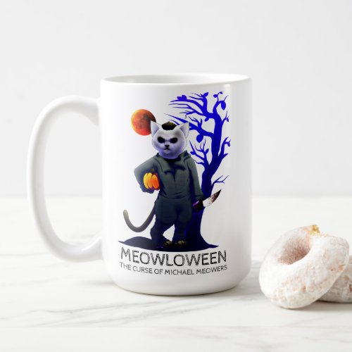 MEOWLOWEEN MICHAEL MEOWERS HALLOWEEN CAT SCARY COFFEE MUG