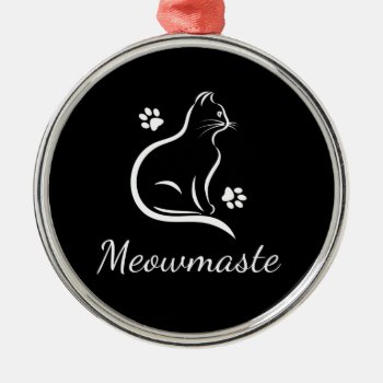 Meowmaste Cat Yoga Premium Silver Framed Ornament by xgdesignsnyc at Zazzle