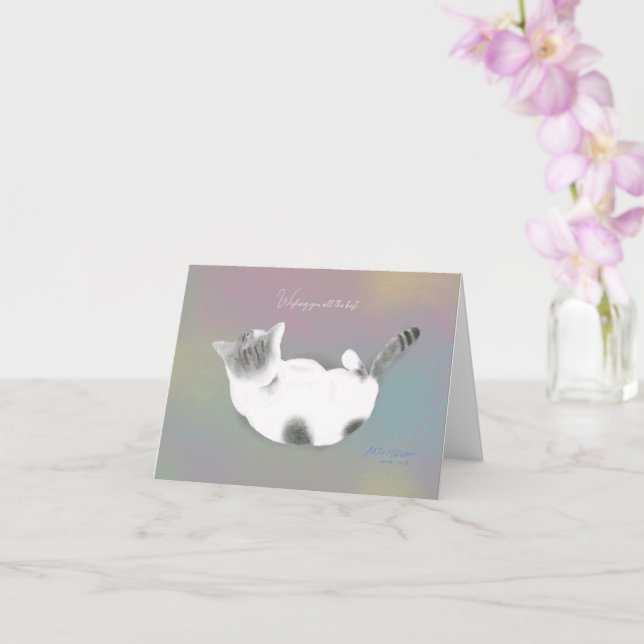 “Meowmories of Love”Folded Greeting Card (Orchid)