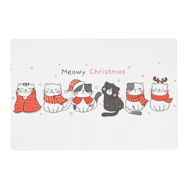 Meowmy Christmas!  Laminated Placemat (Front)