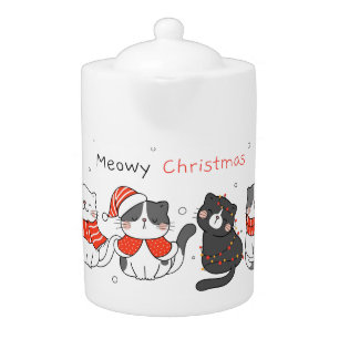 Meowmy Christmas!  Teapot