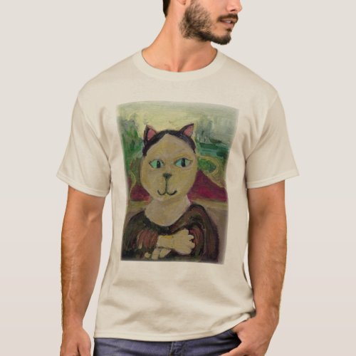 Meowna Mona Lisa Fun Cat Classic Painted Art T_Shirt