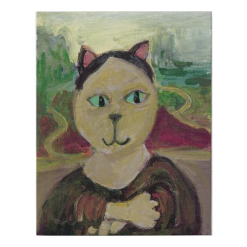 Meowna Mona Lisa Fun Cat Painting Faux Canvas Print