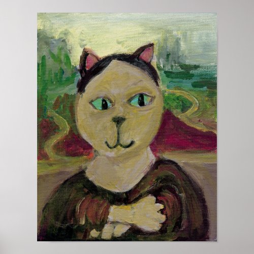 Meowna Mona Lisa Fun Classic Cat Painting Poster
