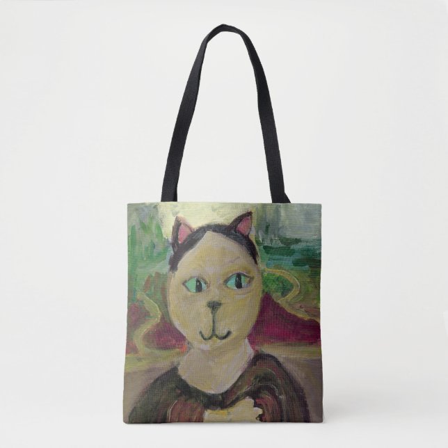 Meowna Mona Lisa Fun Classic Cat Painting Tote Bag (Front)